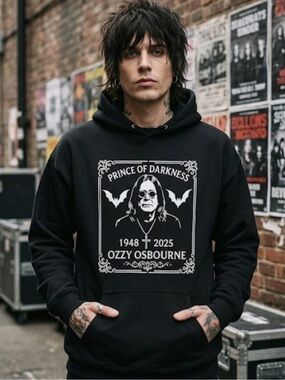 Ozzy Osbourne 'Prince of Darkness' Black Memorial Hoodie